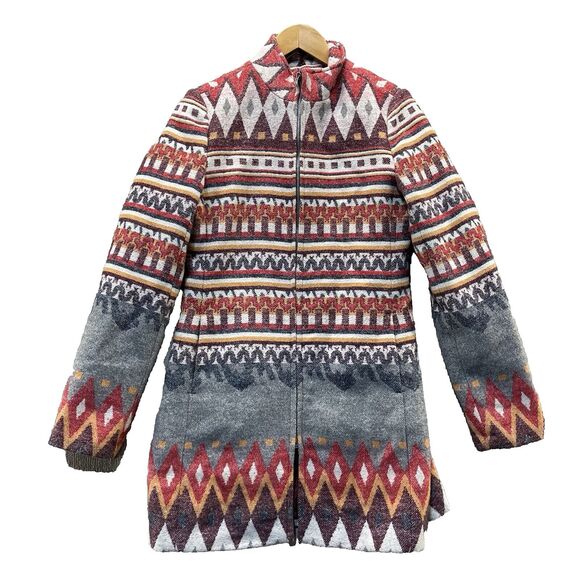 Young Threads Coat Jacket Women's Medium Southwest Aztec Tribal Pattern - Picture 1 of 9